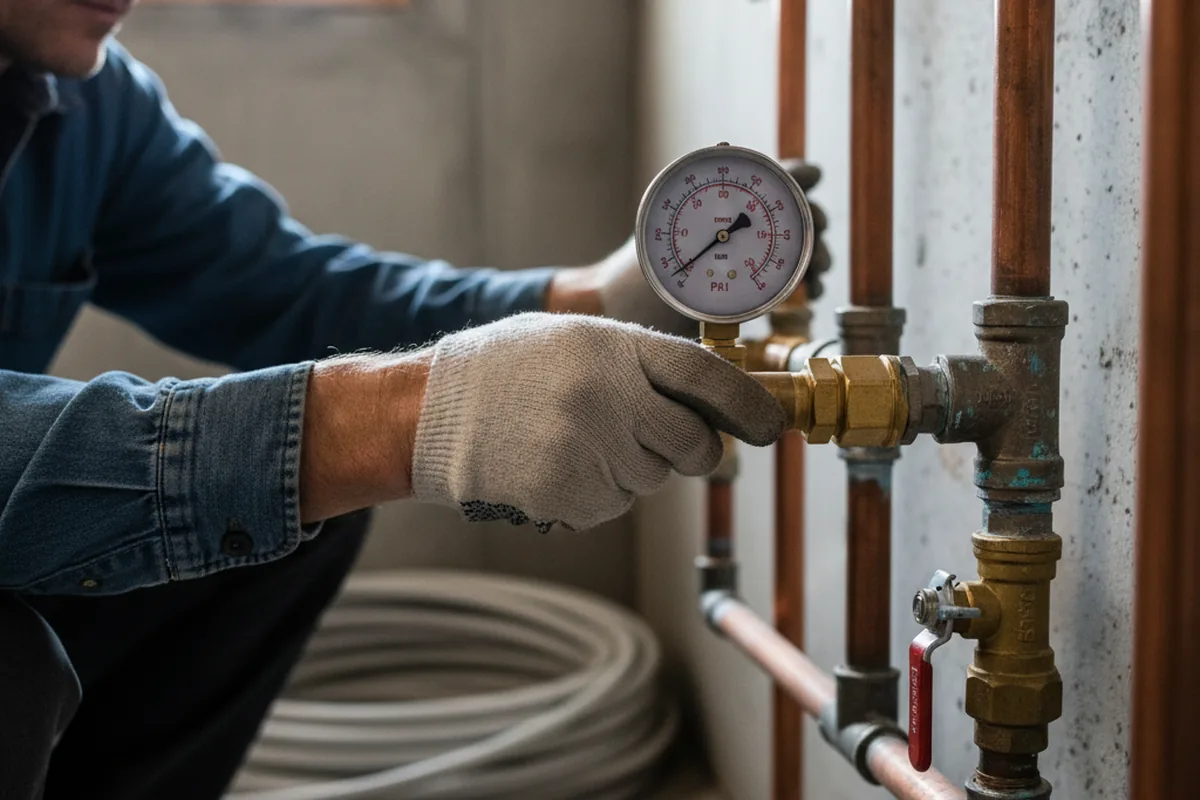 Pressure testing a repaired line during Water Line Repair in Phillipsburg